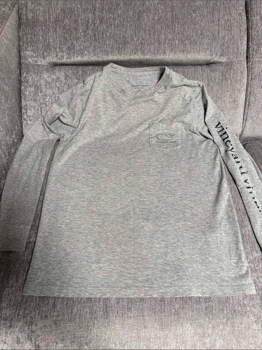 Vineyard Vines Kid’s Long-Sleeve Pocket Tee - Light Gray
